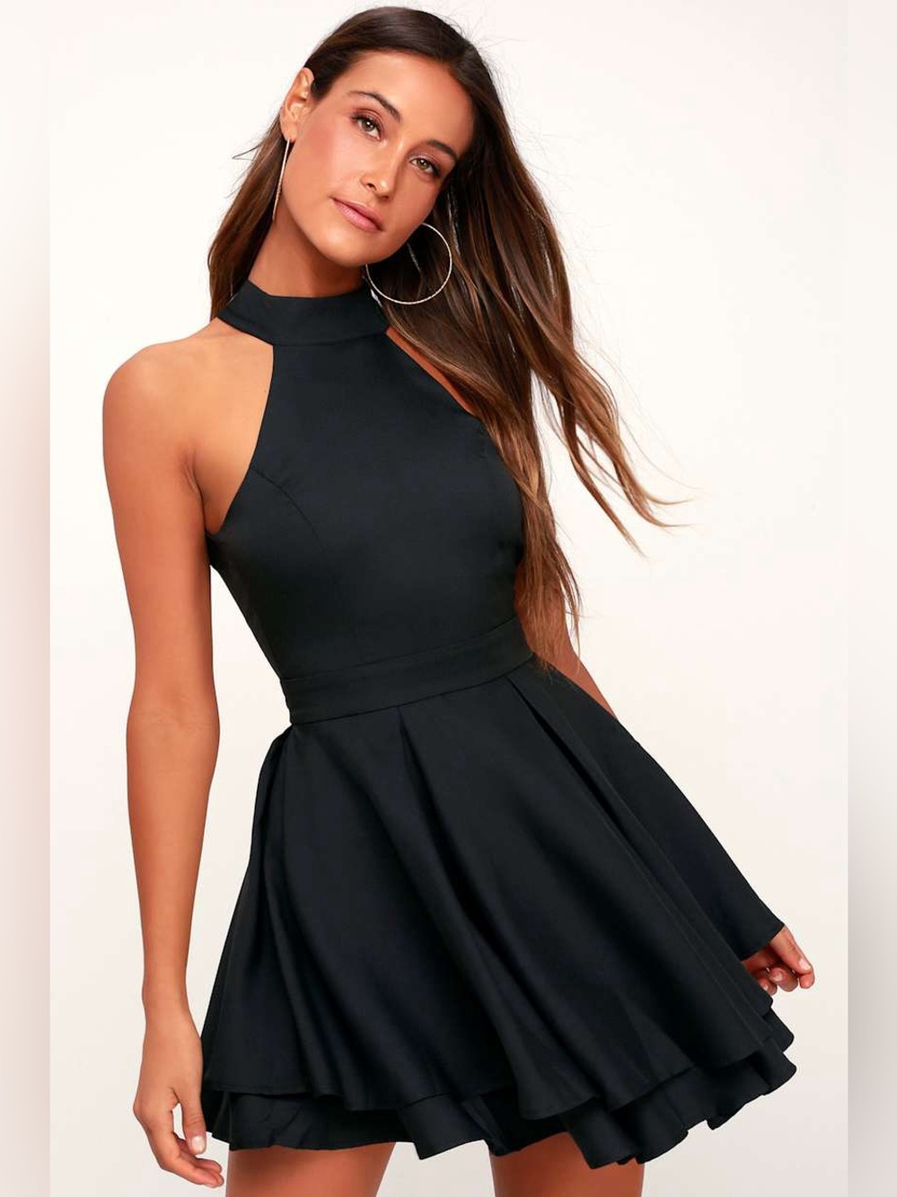 Lulus Dress Rehearsal Black Skater Dress Size S